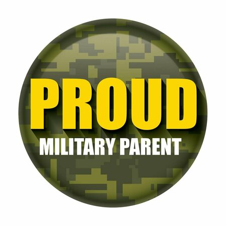 GOLDENGIFTS 2 in. Patriotic Proud Military Parent Button - Multi Color GO3345520